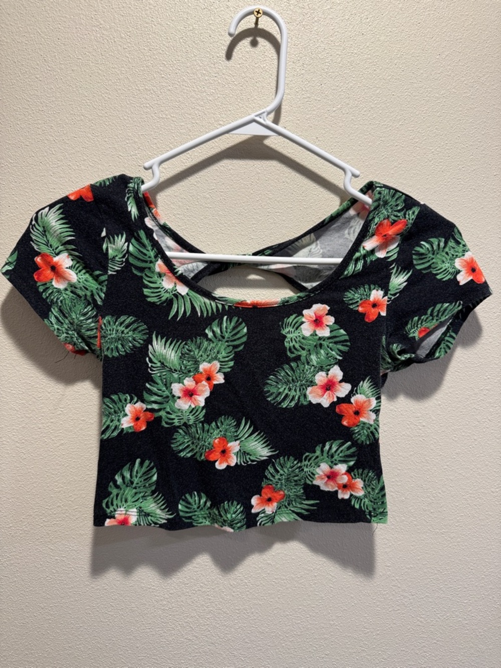 Floral Print Black Crop Top